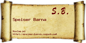 Speiser Barna névjegykártya
